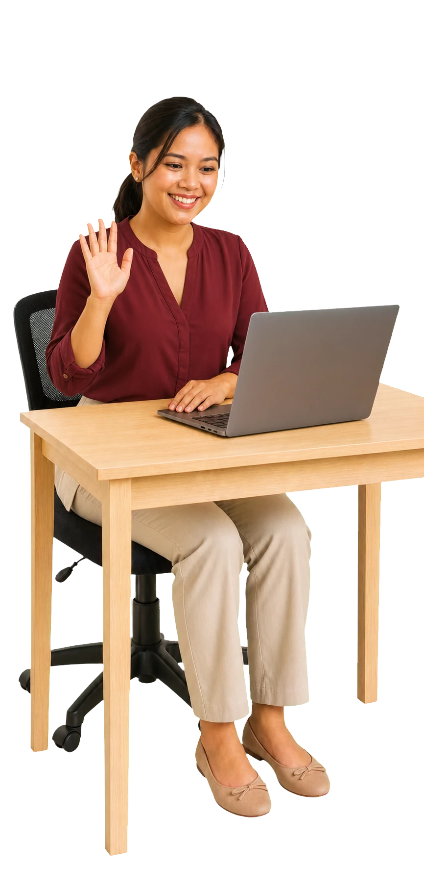 Filipina virtual assistant welcoming a new client on a video call